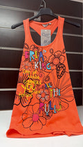 Camiseta larga Losan naranja con flores — fotografía del producto
