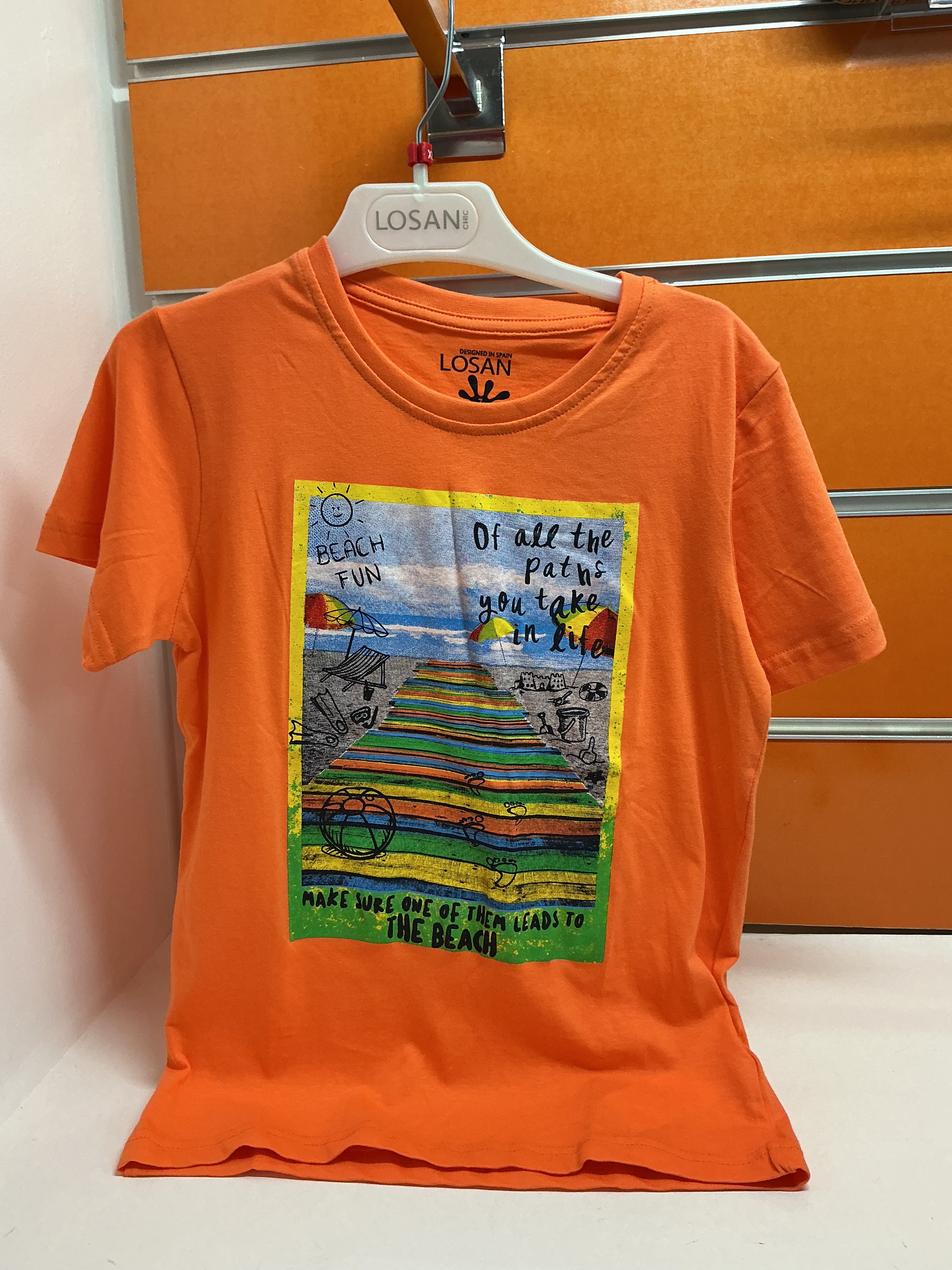 Camiseta infantil Losan naranja “Beach Fun” — fotografía del producto