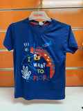 Camiseta bebé Losan azul “I Want To Explore” — fotografía del producto