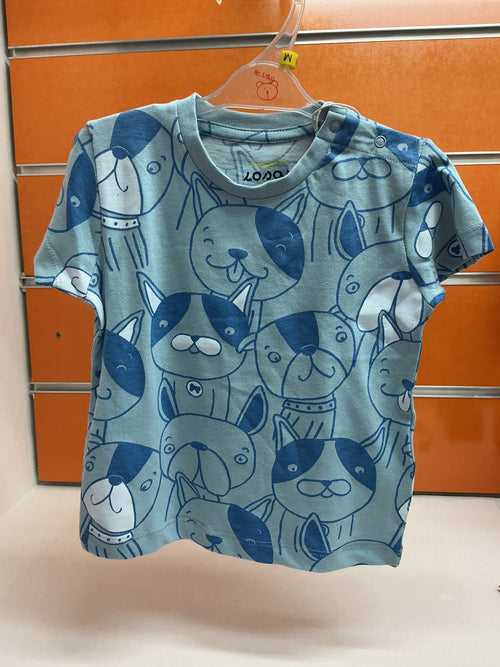 Camiseta bebé Losan azul perritos — fotografía del producto
