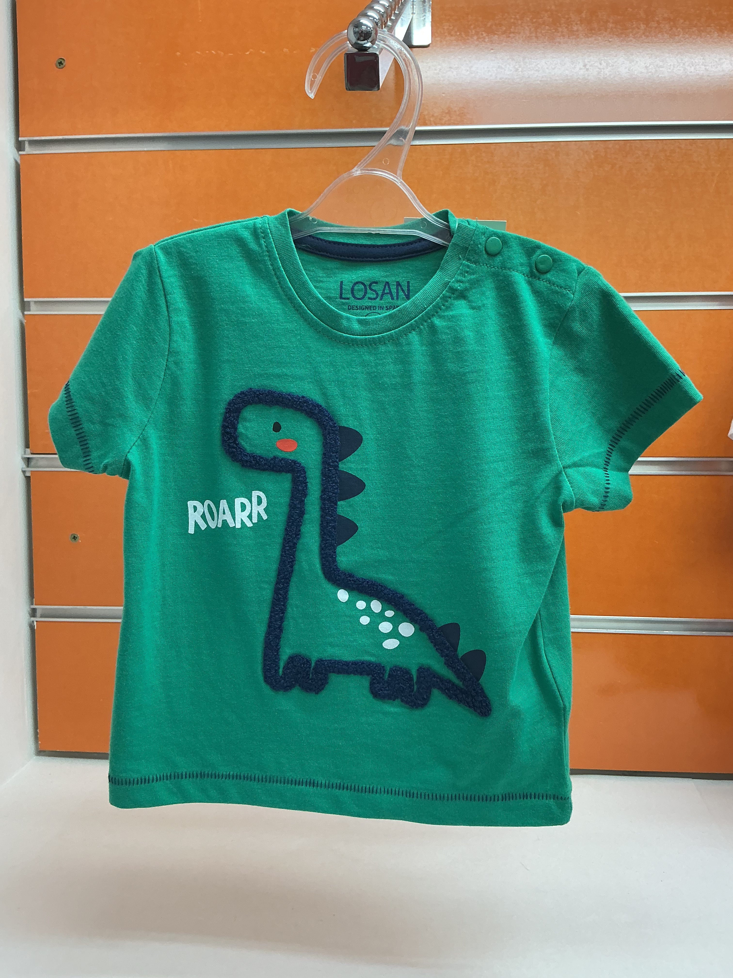 Camiseta bebé Losan verde dinosaurio Roarr — fotografía del producto
