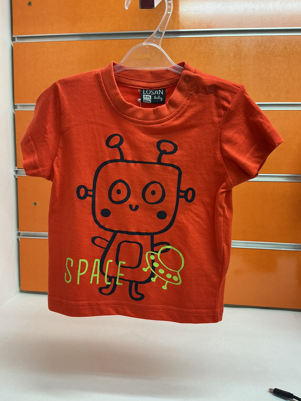 Camiseta bebé Losan verde robot Space — fotografía del producto