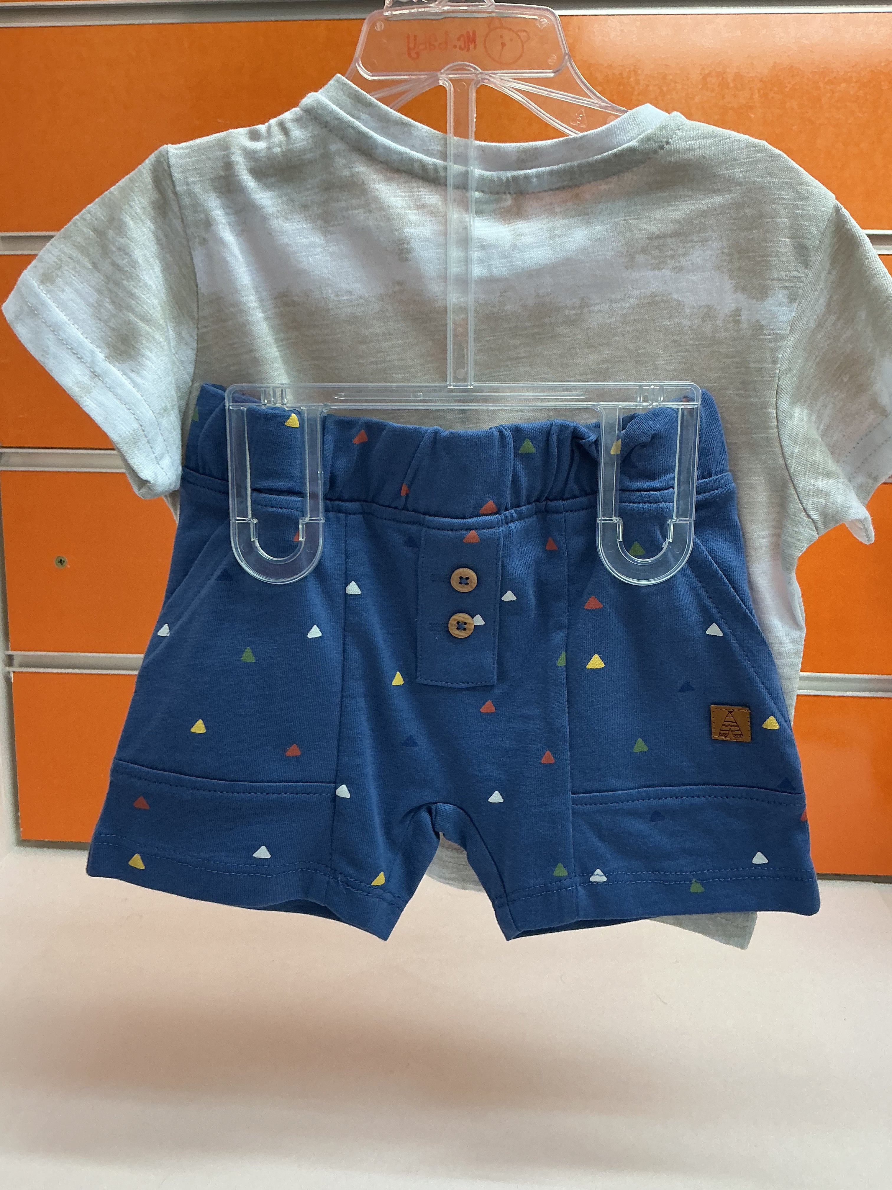 Conjunto bebé Losan tipi gris y bermuda azul — fotografía del producto