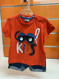 Conjunto bebé Losan Kids naranja y bermuda denim — fotografía del producto