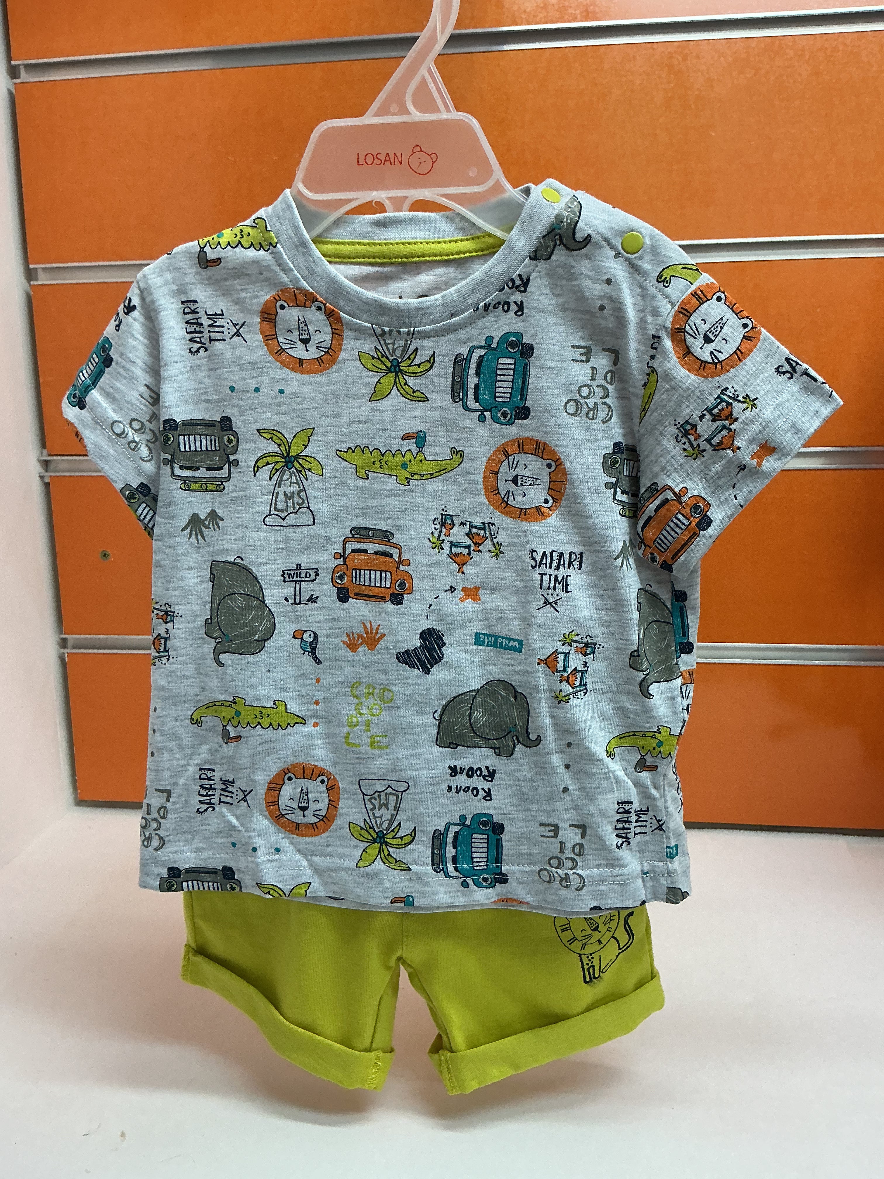 Conjunto bebé Losan Safari gris y lima — fotografía del producto