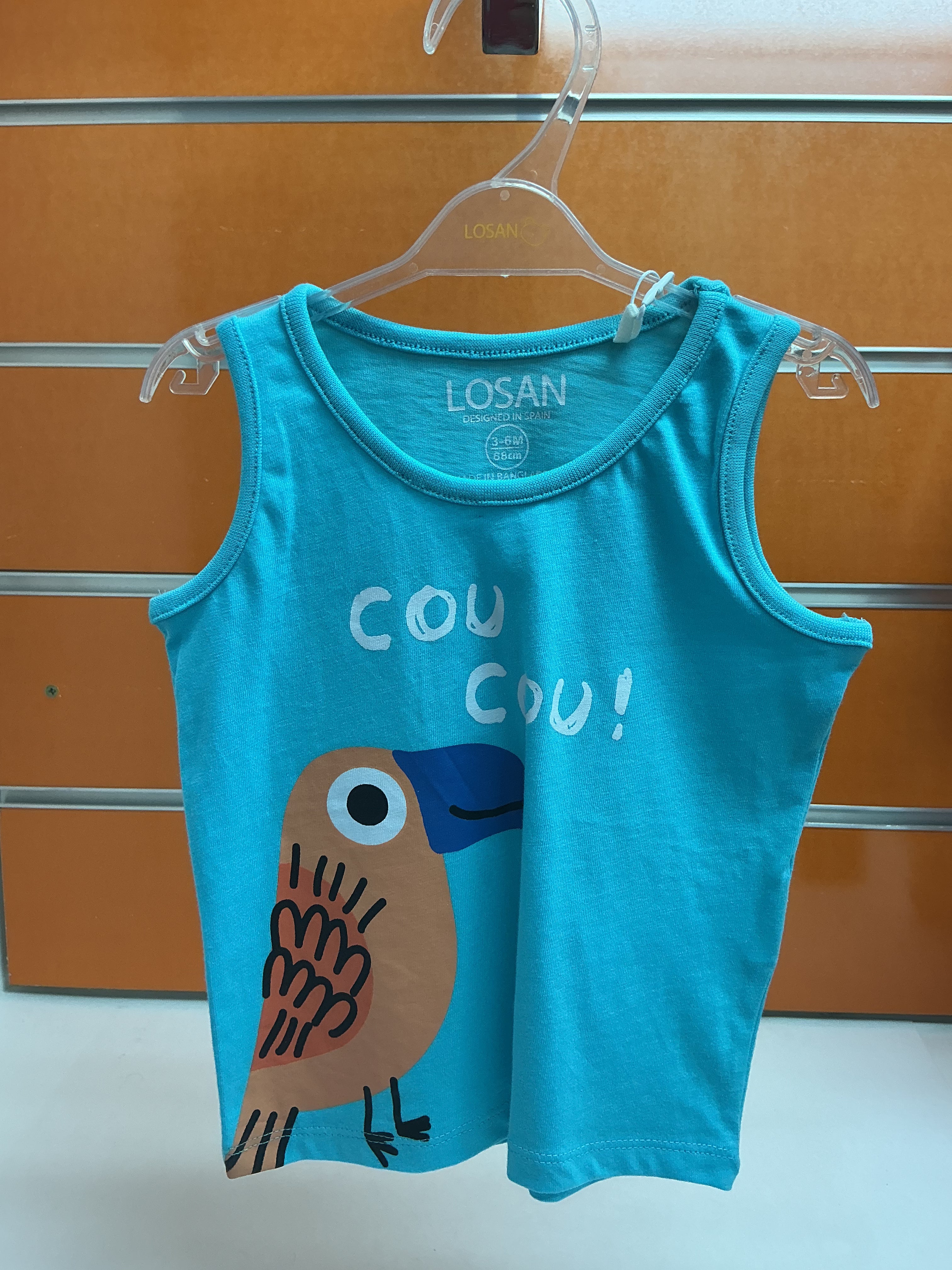 Camiseta bebé Losan tirantes pájaro turquesa — fotografía del producto