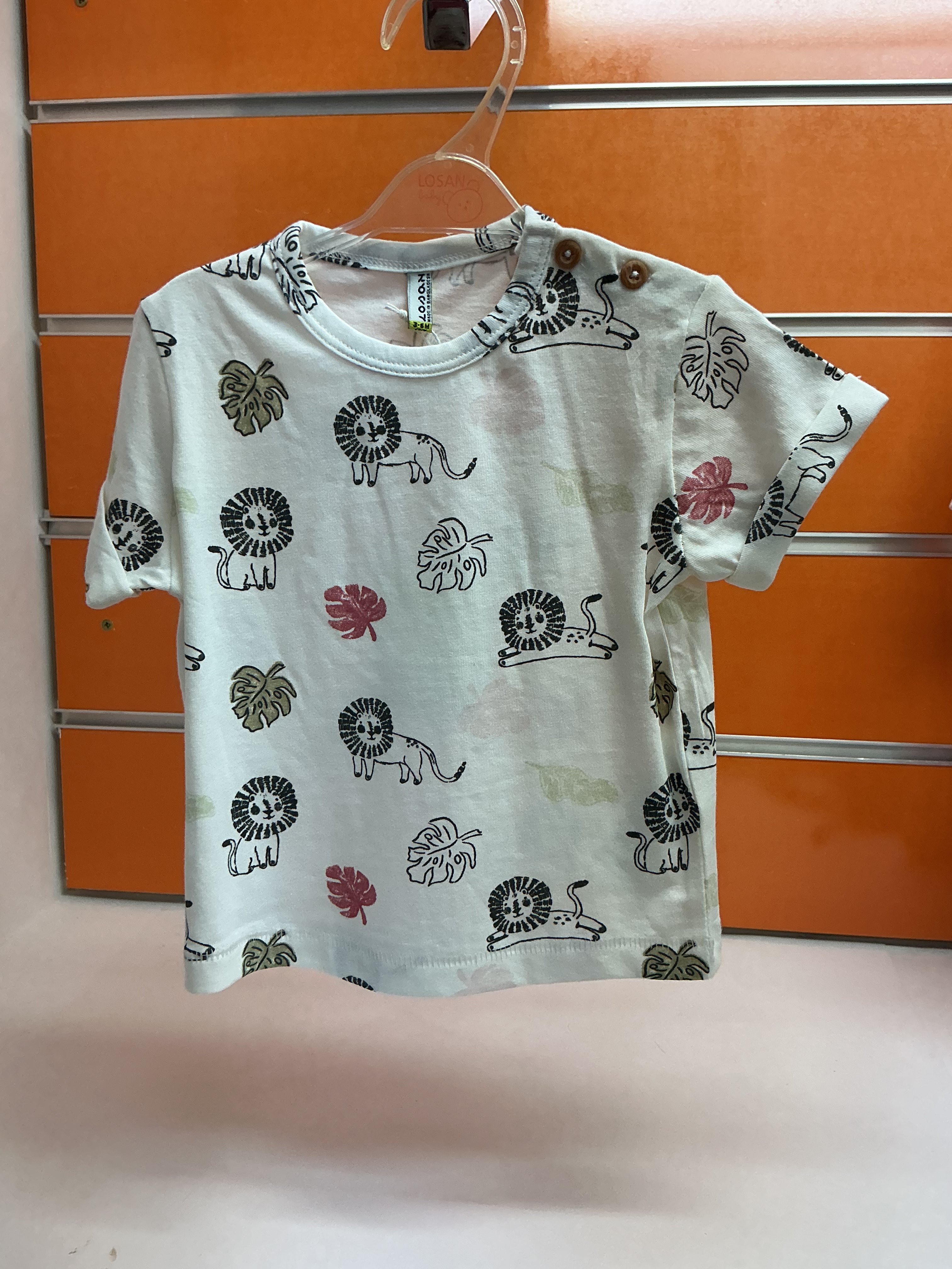 Camiseta bebé Losan leones safari blanca — fotografía del producto