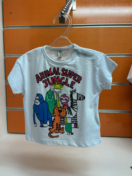Camiseta bebé Losan Animal Super Jungle blanca — fotografía del producto