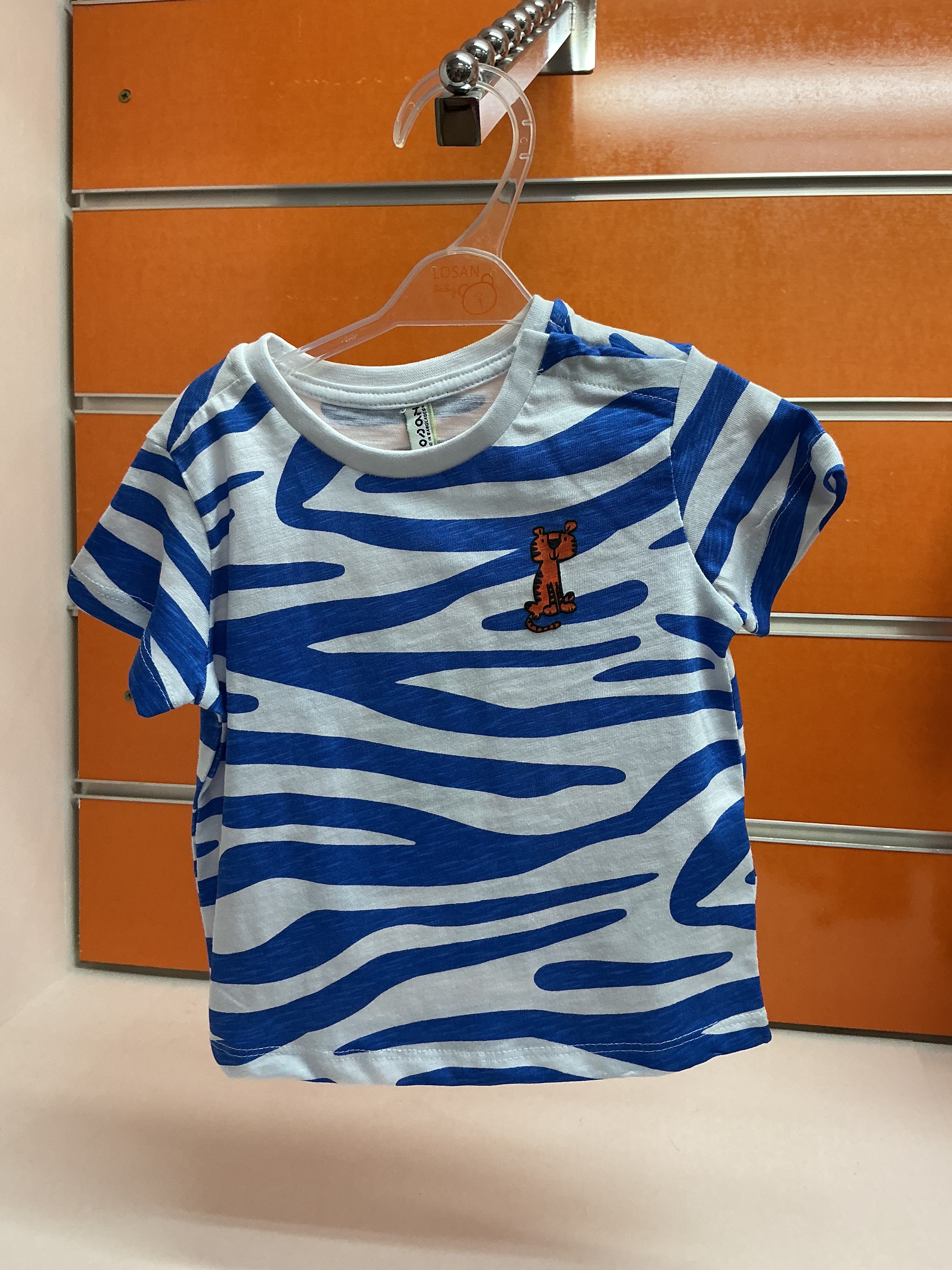 Camiseta bebé Losan rayas cebra azul — fotografía del producto