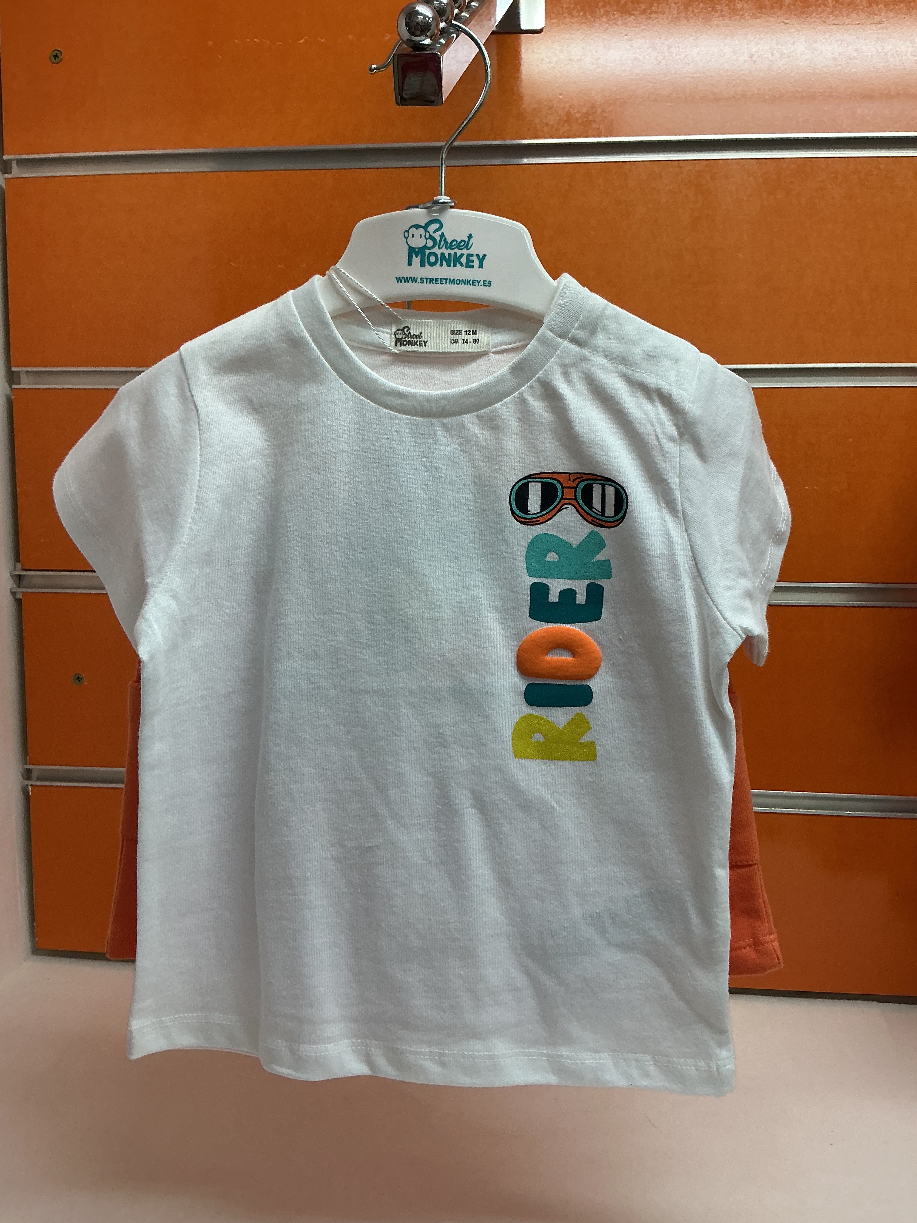 Conjunto bebé Rider blanco y naranja — fotografía del producto