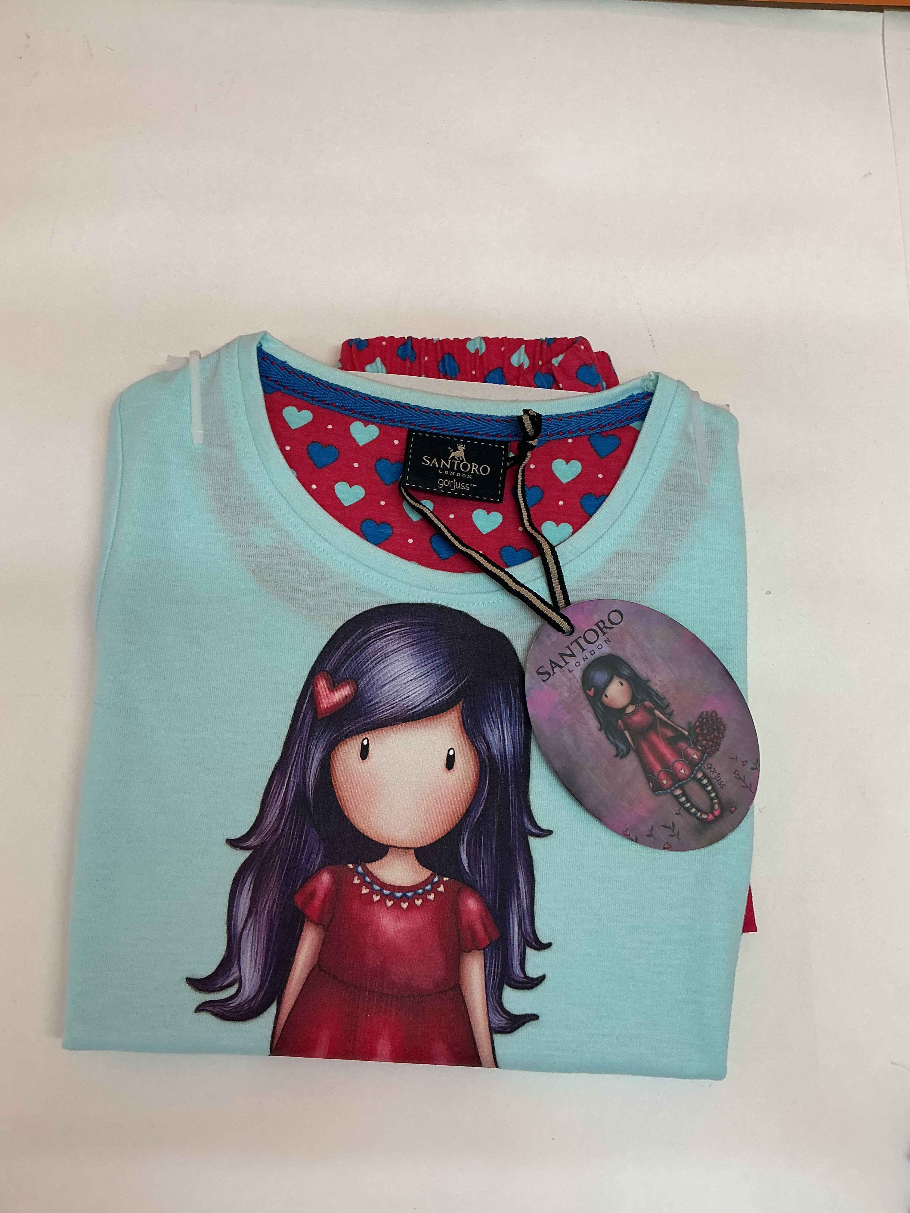 Pijama niña Santoro Gorjuss corazones turquesa — fotografía del producto