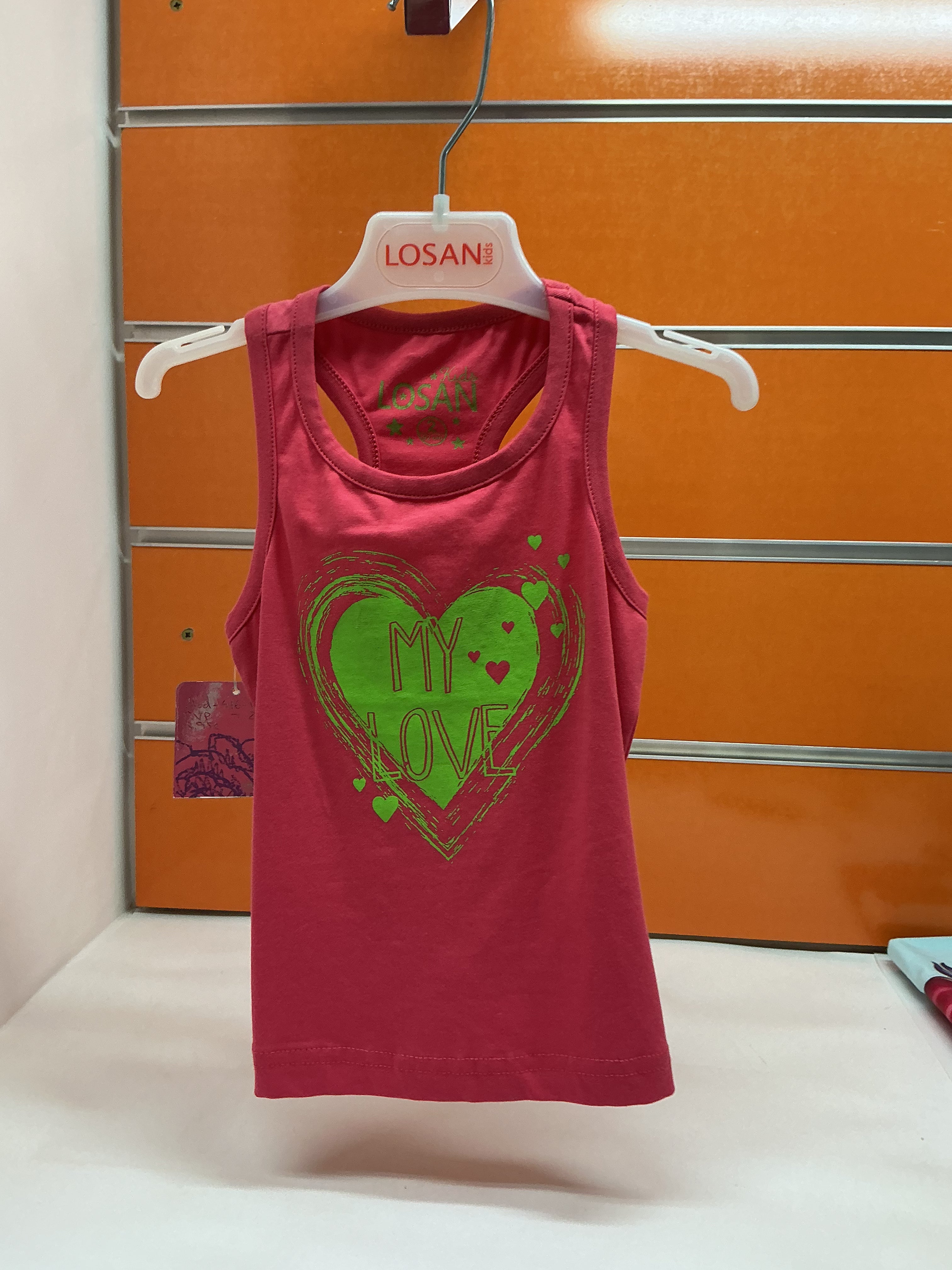 Camiseta niña Losan tirantes rosa My Love — fotografía del producto