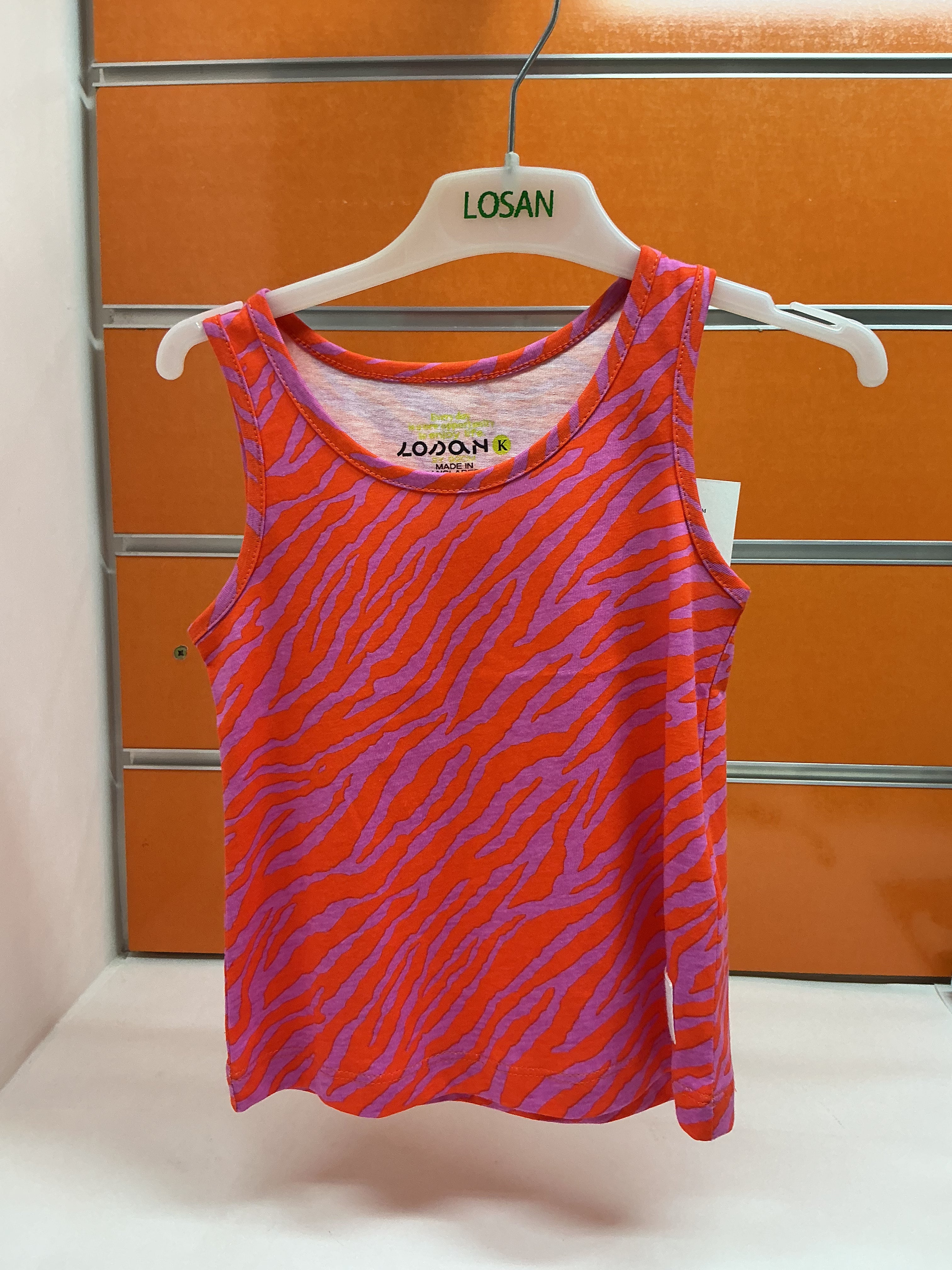 Camiseta niña Losan tirantes animal print naranja — fotografía del producto