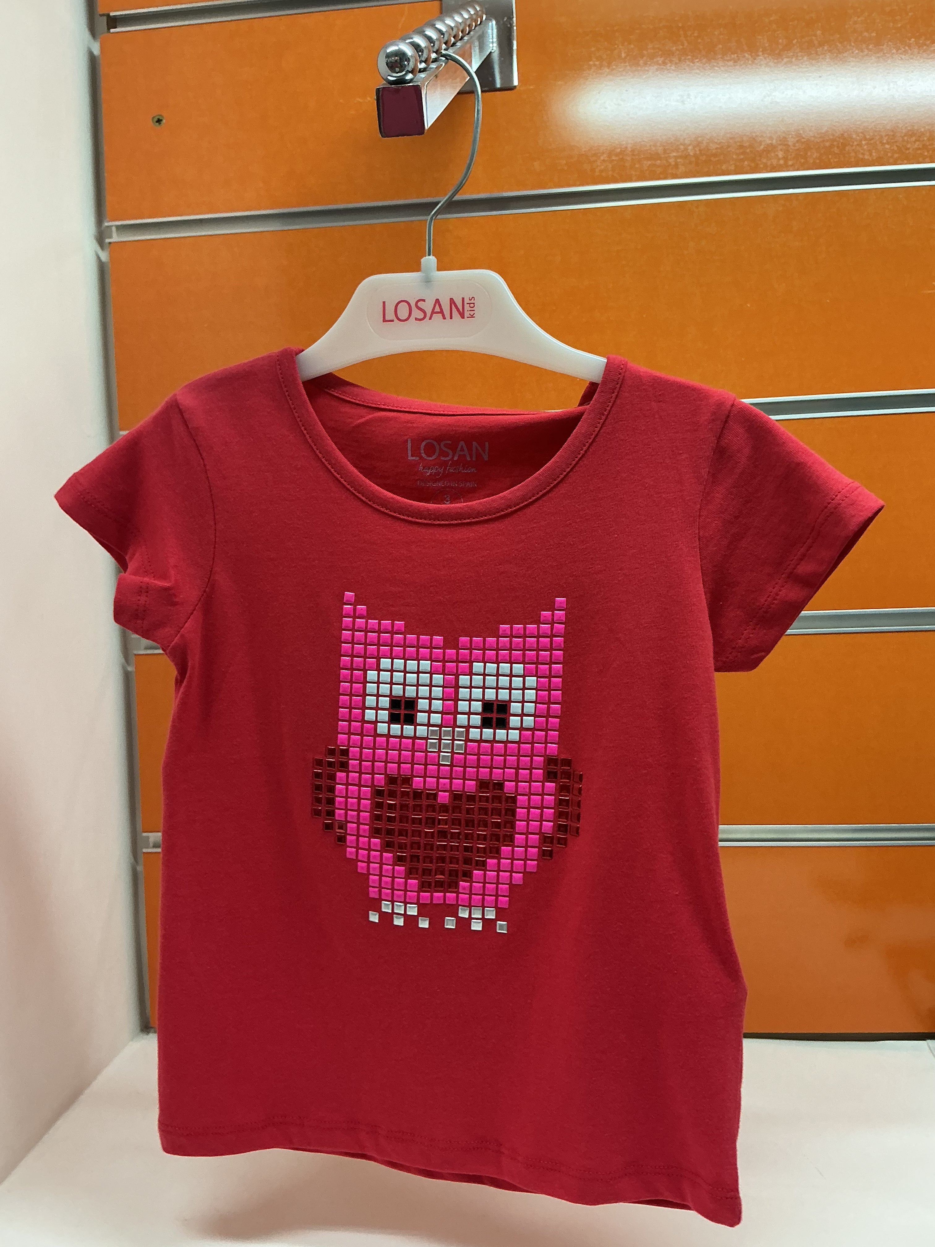 Camiseta niña Losan roja búho — fotografía del producto