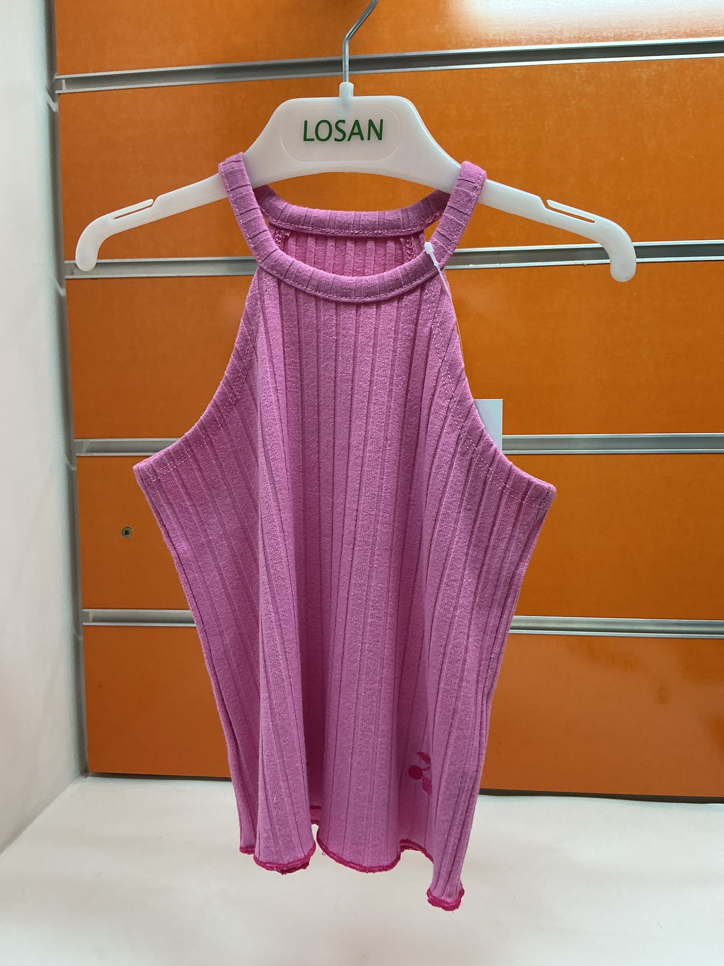 Top niña Losan canalé rosa — fotografía del producto