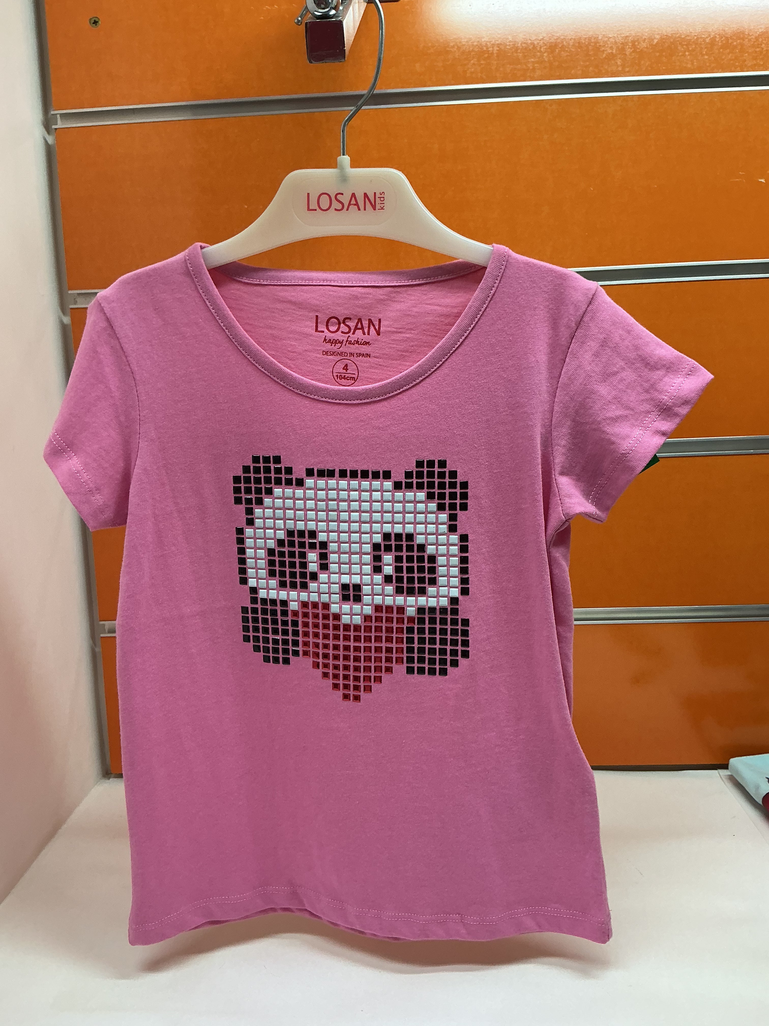 Camiseta niña Losan rosa panda pixel — fotografía del producto