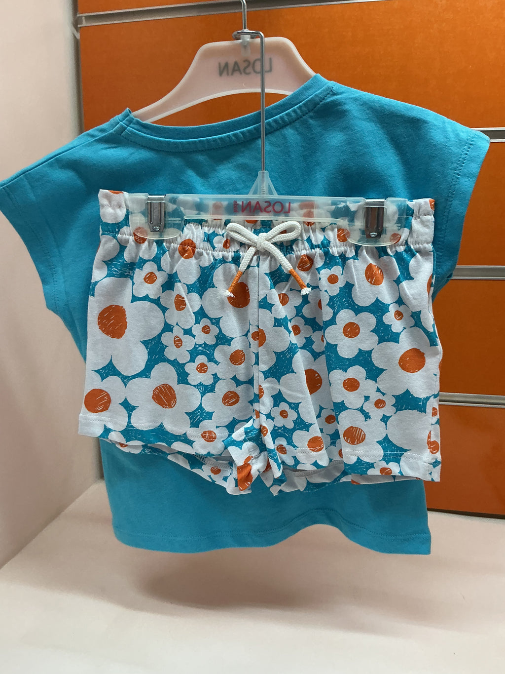 Conjunto niña Losan camiseta turquesa Good Vibes — fotografía del producto