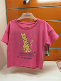 Conjunto niña Losan camiseta rosa Leopard y short safari — fotografía del producto