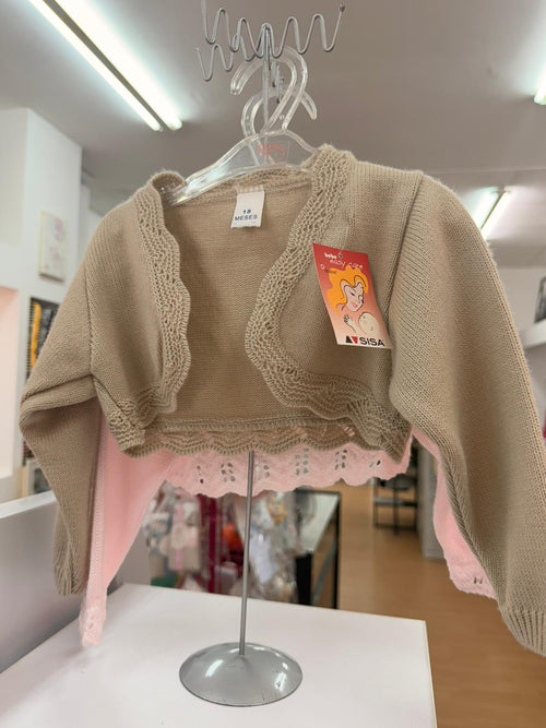 Bolero de punto beige Sisa para bebé, talla 18 meses