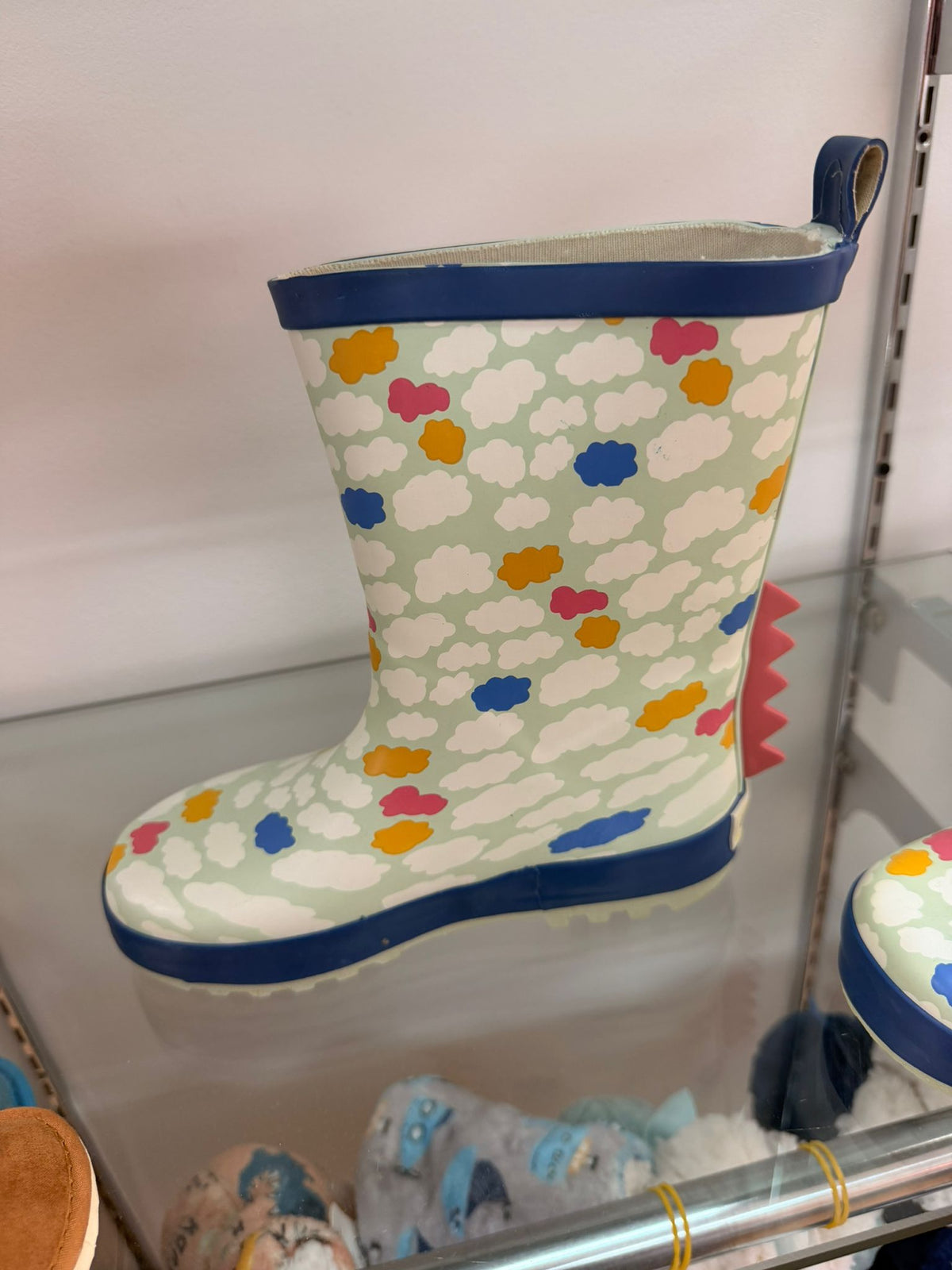 Bota de agua infantil multicolor con estampado de nubes y unicornio