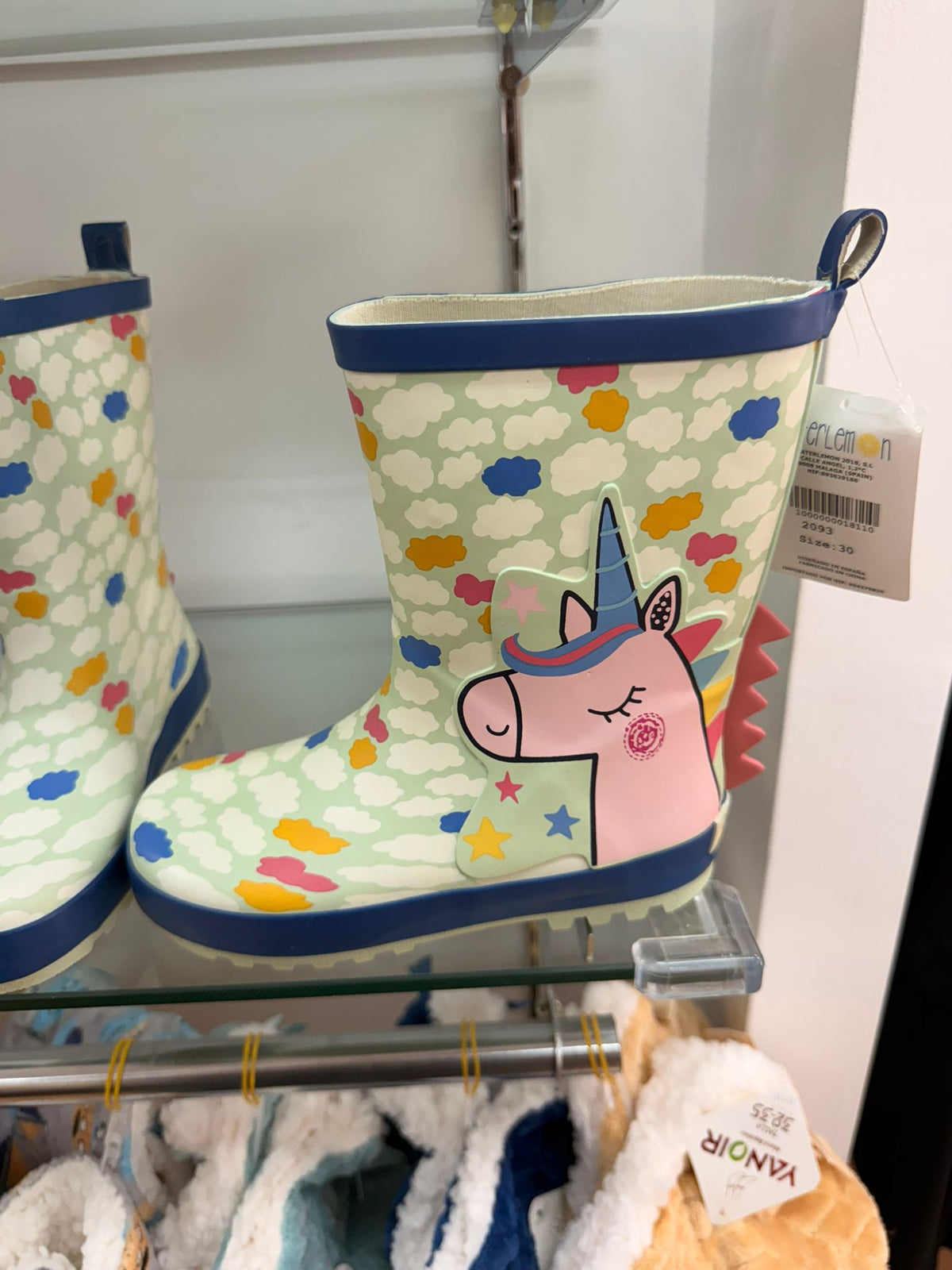 Botas de agua infantiles de unicornio y nubes modelo 2093