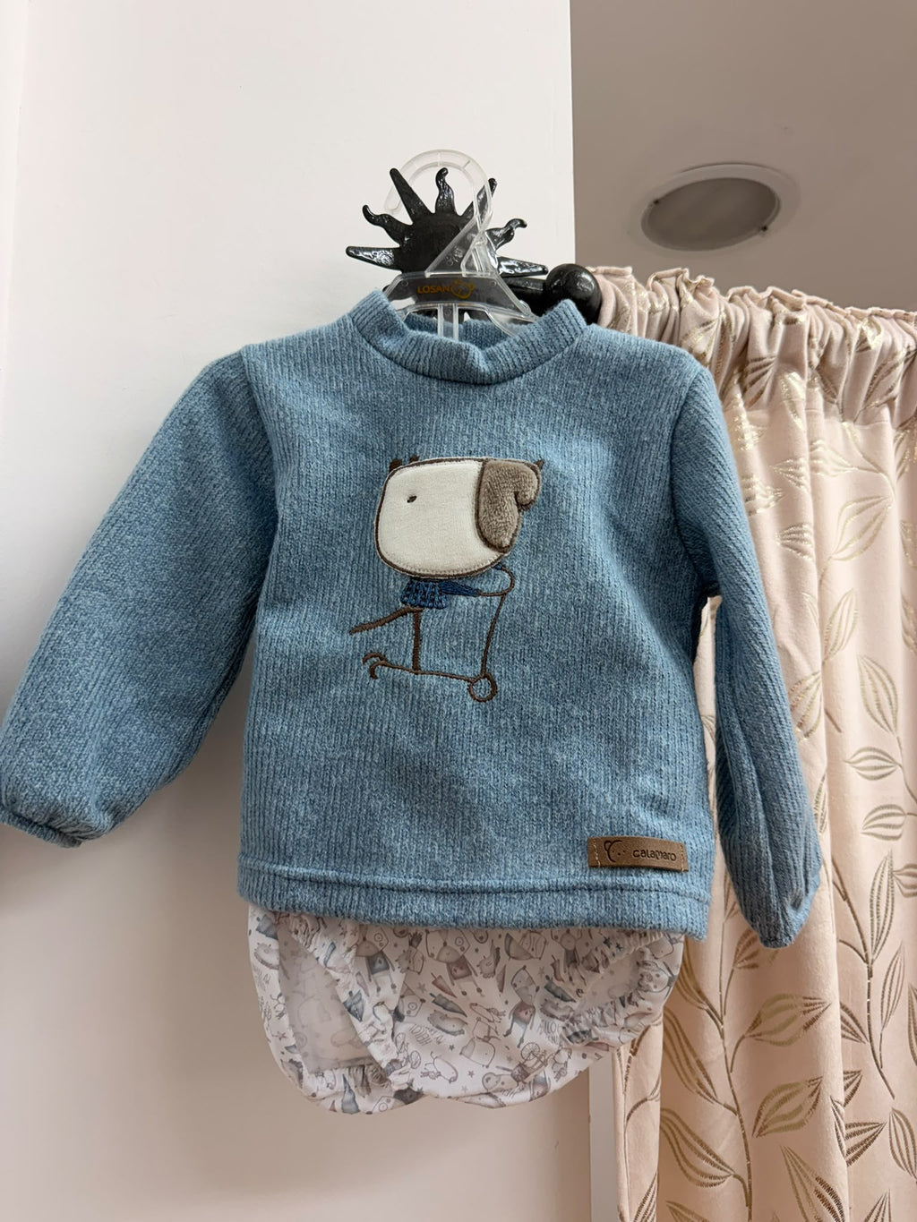 Conjunto bebé Calamaro azul con perrito y pololo estampado