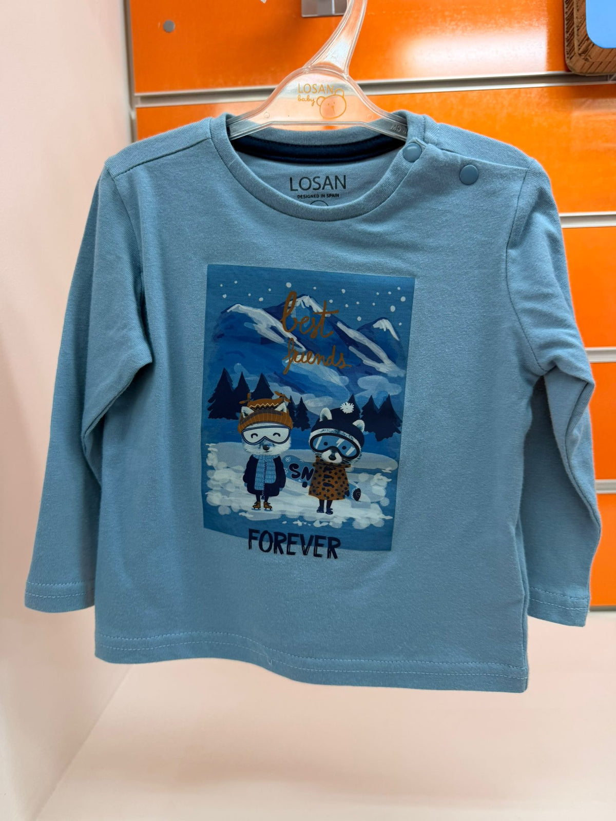 Camiseta bebé Losan azul Best Friends Forever, talla 6-9 meses