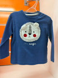 Camiseta bebé Losan azul con aplique de león, talla 6-9 meses