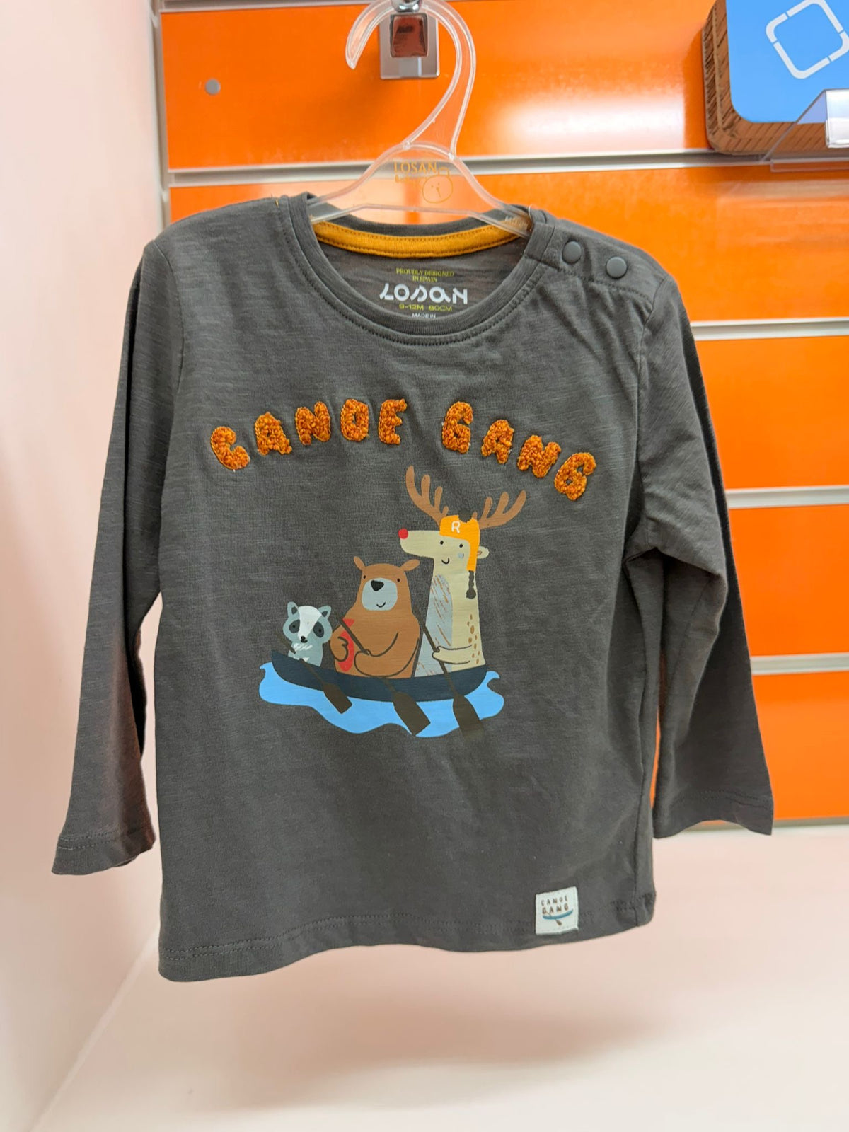 Camiseta bebé Losan gris Canoe Gang de manga larga