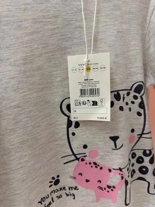 Camiseta bebé Losan Dream Big gris con estampado de animales, talla 12-18 meses