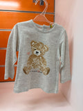 Camiseta bebé Losan gris con oso Teddy, talla 6-9 meses / 74 cm