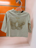 Camiseta bebé Losan color hielo con dibujo de botitas, talla 6 meses