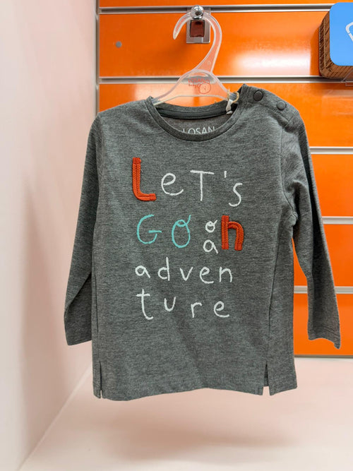 Camiseta bebé Losan gris Let's Go Adventure, talla 6-9 meses