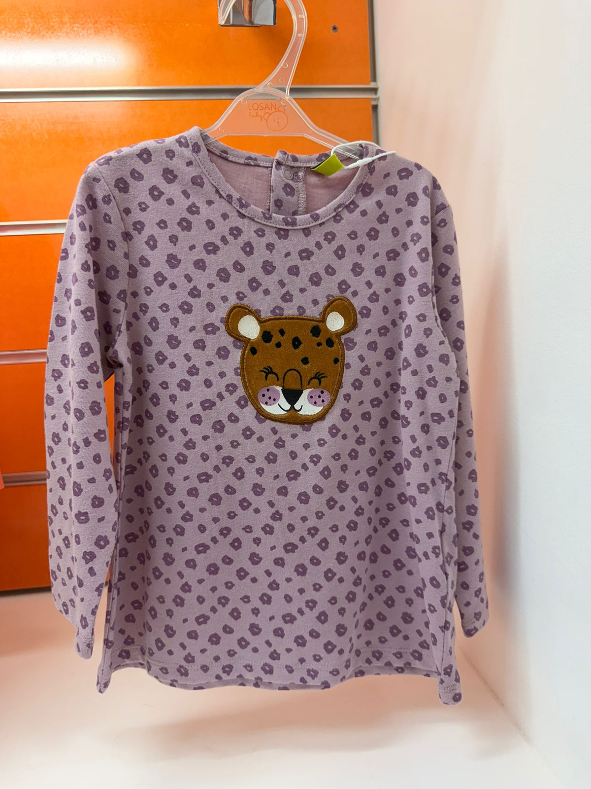 Camiseta bebé Losan lila con estampado y aplique de tigre, 18-24 meses