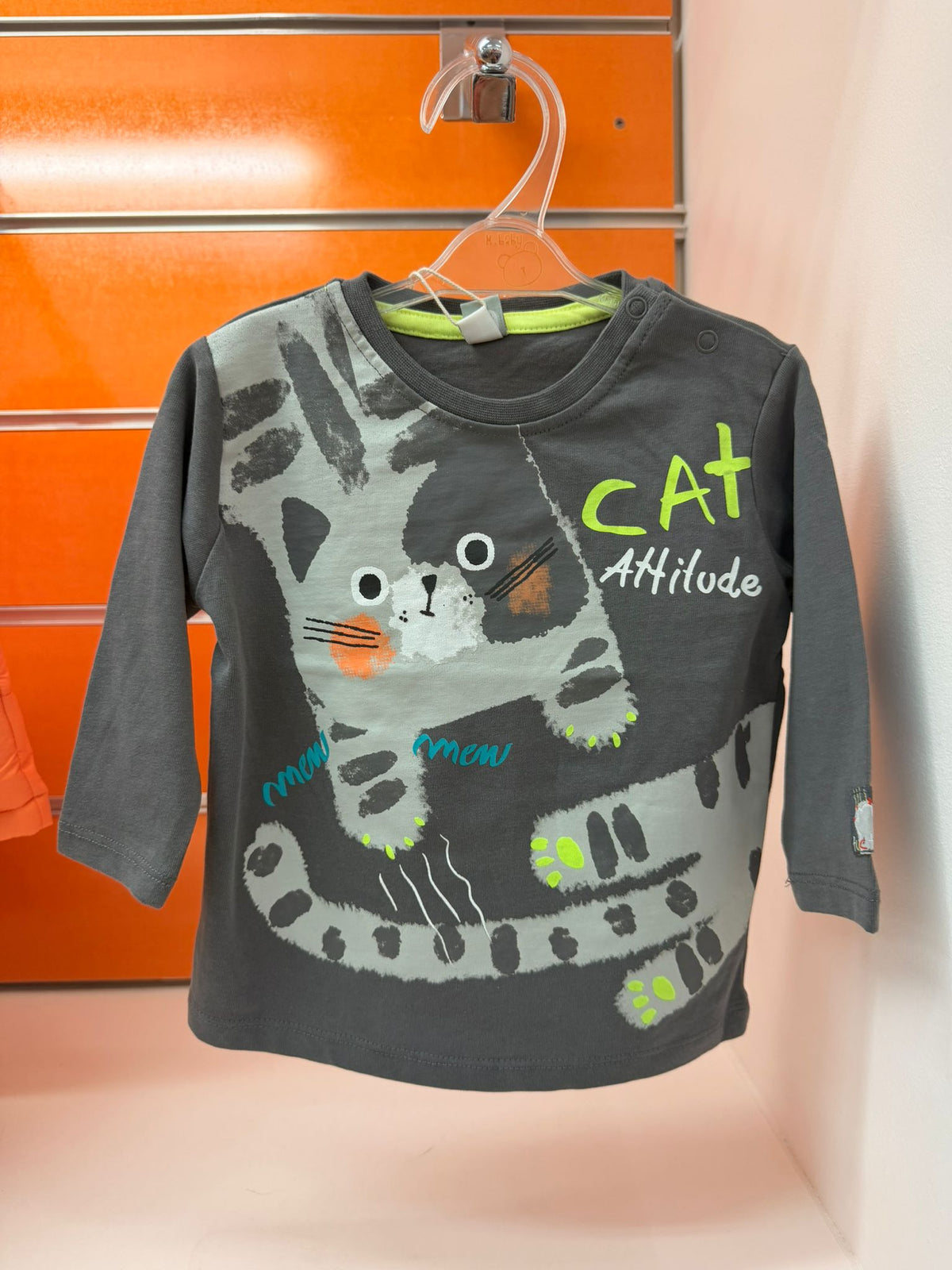 Camiseta bebé Tuc Tuc gris Cat Attitude, talla 1 año