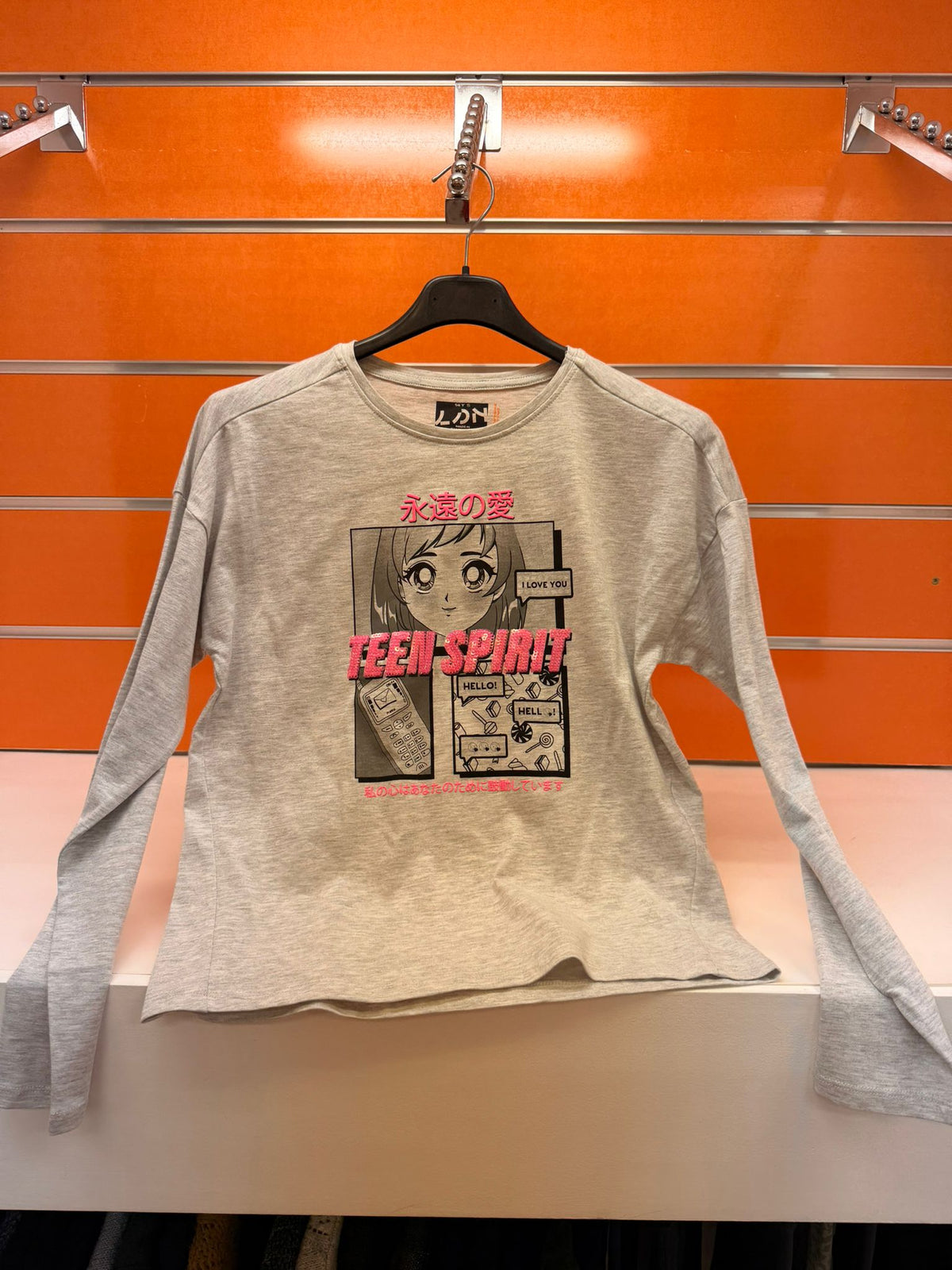 Camiseta juvenil Losan gris de manga larga con estampado Teen Spirit