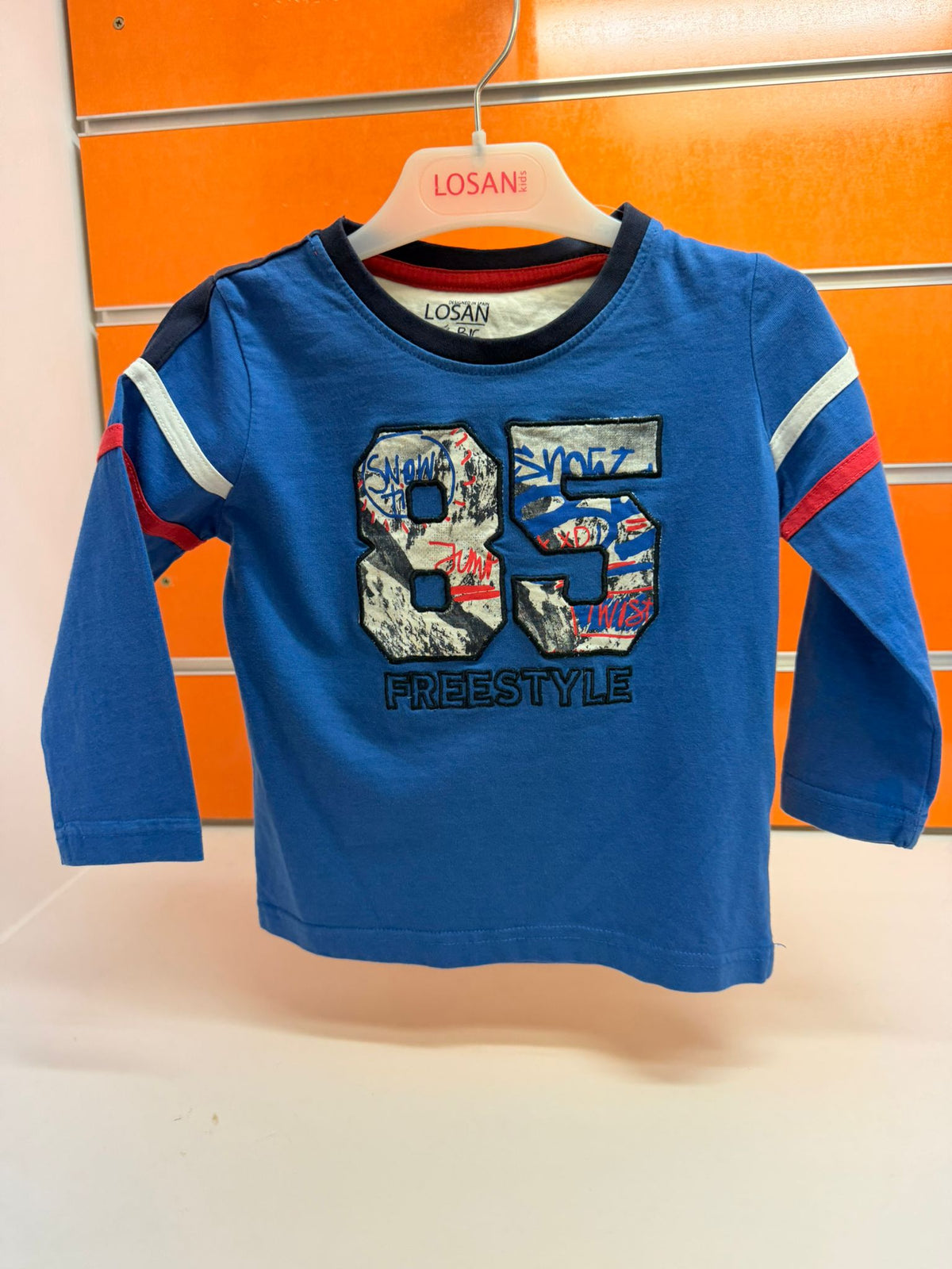 Camiseta niño Losan azul 85 Freestyle, talla 2 años