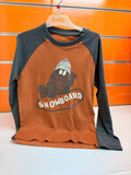 Camiseta niño Losan naranja y gris oscuro con estampado Snowboard, talla 7 años