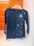 Camiseta niña Losan azul marino con estrellas brillantes, talla 2 años