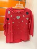 Camiseta niña Losan coral con corazones brillantes, talla 2 años