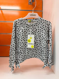 Camiseta niña Losan gris de lunares negros, talla 2 años