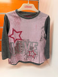 Camiseta niña Losan rosa y gris con diseño LOVE, talla 2 años