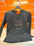 Camiseta negra de niña Losan de manga larga con mariposa de brillantes Free Wings