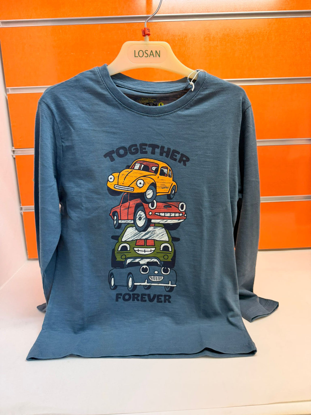 Camiseta niño Losan azul con estampado de coches Together Forever