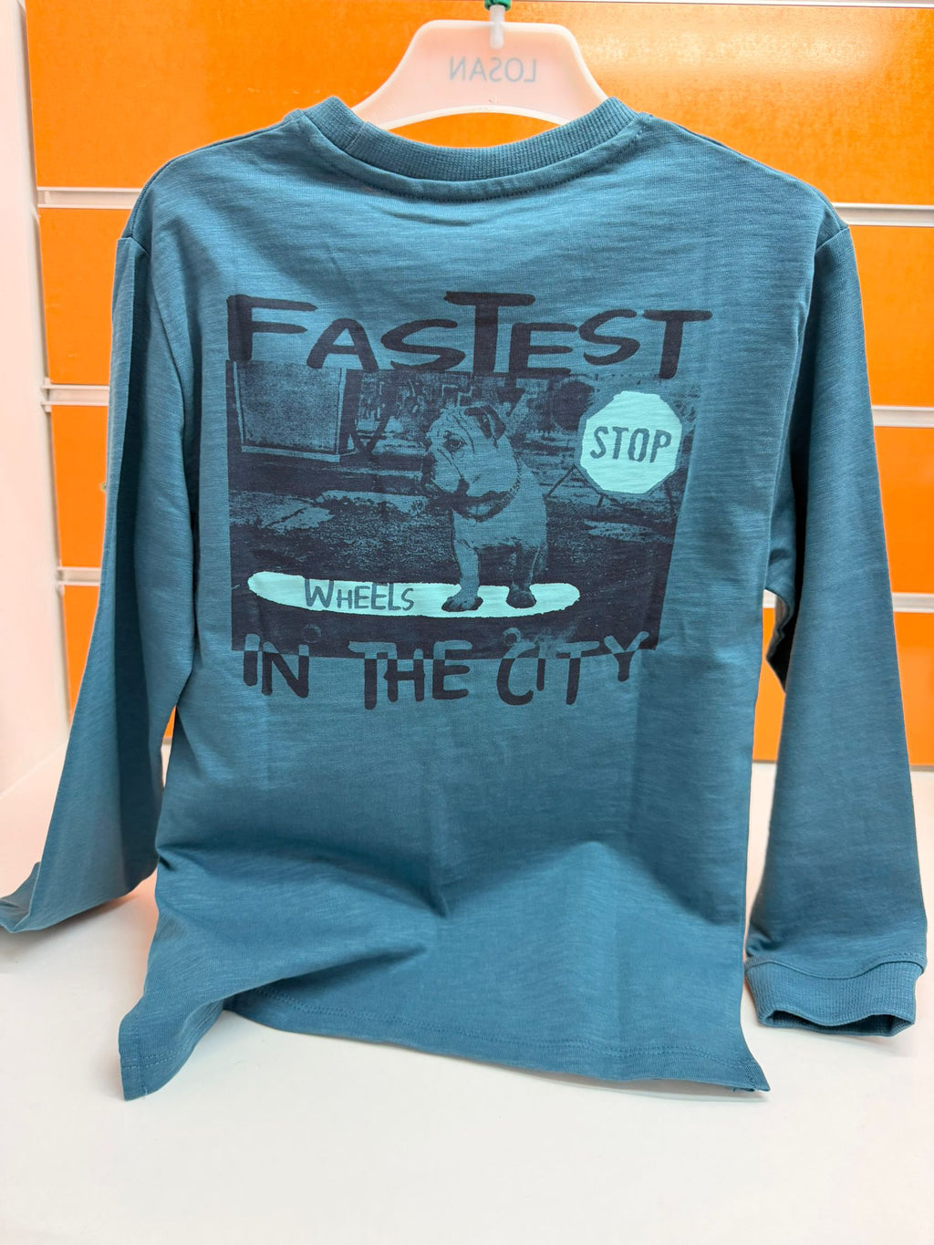 Espalda camiseta niño Losan azul Skate con estampado Fastest in the City