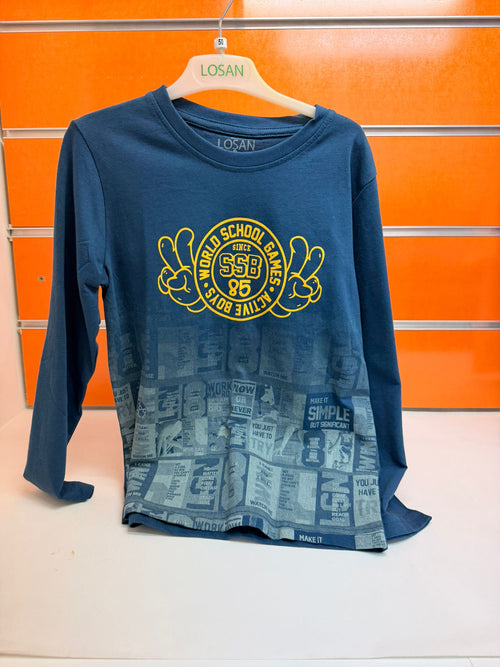 Camiseta niño Losan azul manga larga World School Games