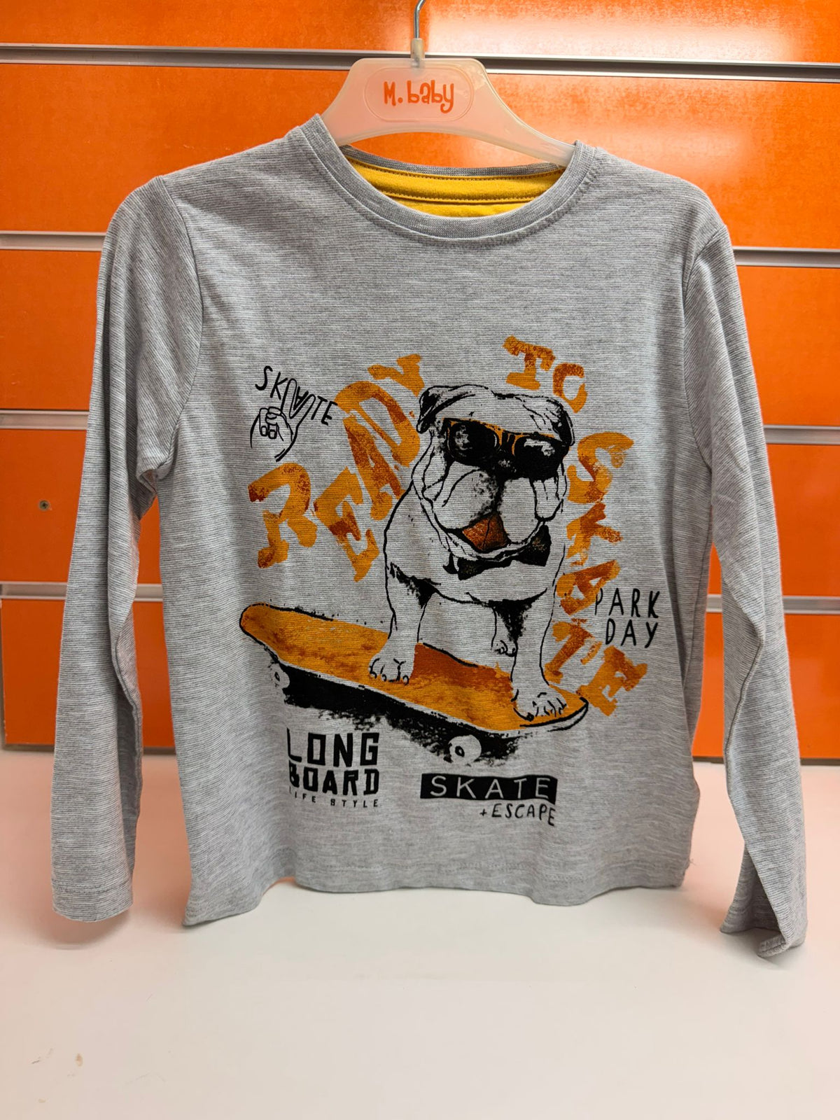 Camiseta niño Losan gris manga larga bulldog skate