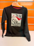 Camiseta niño Losan de manga larga negra con estampado Super talla 6 años