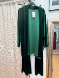 Chaqueta kimono larga de terciopelo verde esmeralda