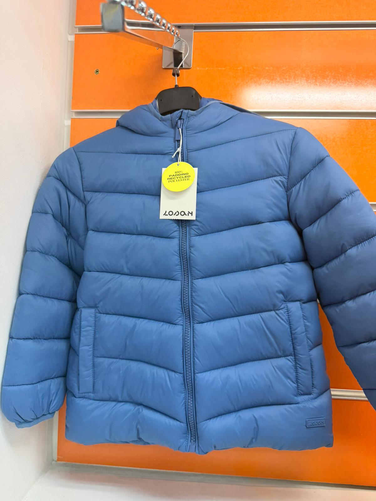Chaqueta infantil Losan azul acolchada con capucha, talla 6 años
